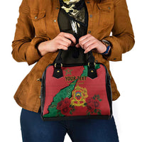 Personalised Morocco Shoulder Handbag Coat Of Arms With Rose