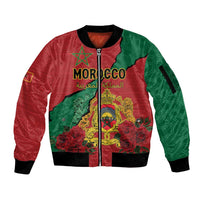 Personalised Morocco Sleeve Zip Bomber Jacket Coat Of Arms With Rose
