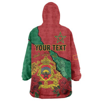 Personalised Morocco Wearable Blanket Hoodie Coat Of Arms With Rose