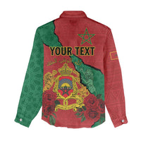 Personalised Morocco Women Casual Shirt Coat Of Arms With Rose
