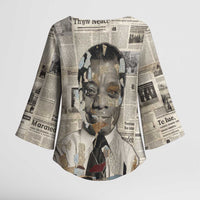 James Baldwin Kimono Sleeve Blouse Vintage Newspaper Style