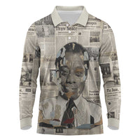 James Baldwin Long Sleeve Polo Shirt Vintage Newspaper Style