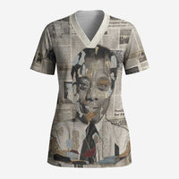James Baldwin Scrub Top Vintage Newspaper Style