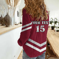 Custom Latvia Ice Hockey 2026 Women Casual Shirt Never Backs Down
