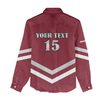 Custom Latvia Ice Hockey 2026 Women Casual Shirt Never Backs Down