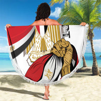 Egypt Revolution Day Beach Blanket Coat Of Arms With Flag