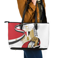 Egypt Revolution Day Leather Tote Bag Coat Of Arms With Flag