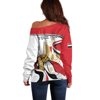 Personalized Egypt Revolution Day Off Shoulder Sweater Coat Of Arms With Flag