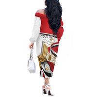 Personalized Egypt Revolution Day Off The Shoulder Long Sleeve Dress Coat Of Arms With Flag