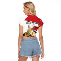 Personalized Egypt Revolution Day Raglan Cropped T Shirt Coat Of Arms With Flag