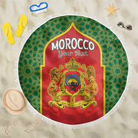 Personalized Morocco Throne Day Beach Blanket King Lion Coat Of Arms