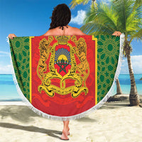 Personalized Morocco Throne Day Beach Blanket King Lion Coat Of Arms