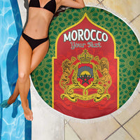 Personalized Morocco Throne Day Beach Blanket King Lion Coat Of Arms