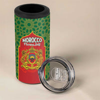 Personalized Morocco Throne Day 4 in 1 Can Cooler Tumbler King Lion Coat Of Arms