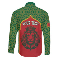 Personalized Morocco Throne Day Family Matching Off Shoulder Maxi Dress and Hawaiian Shirt King Lion Coat Of Arms