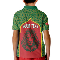 Personalized Morocco Throne Day Kid Polo Shirt King Lion Coat Of Arms