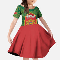 Personalized Morocco Throne Day Kid Short Sleeve Dress King Lion Coat Of Arms