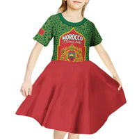 Personalized Morocco Throne Day Kid Short Sleeve Dress King Lion Coat Of Arms