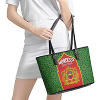 Personalized Morocco Throne Day Leather Tote Bag King Lion Coat Of Arms