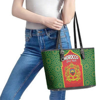 Personalized Morocco Throne Day Leather Tote Bag King Lion Coat Of Arms