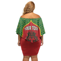 Personalized Morocco Throne Day Off Shoulder Short Dress King Lion Coat Of Arms