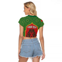 Personalized Morocco Throne Day Raglan Cropped T Shirt King Lion Coat Of Arms