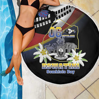 Eswatini Independece Day Beach Blanket Coat Of Arms With Map - Wonder Print Shop