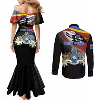 Personalized Eswatini Independece Day Couples Matching Mermaid Dress and Long Sleeve Button Shirt Coat Of Arms With Map - Wonder Print Shop
