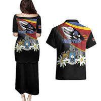 Personalized Eswatini Independece Day Couples Matching Puletasi and Hawaiian Shirt Coat Of Arms With Map - Wonder Print Shop