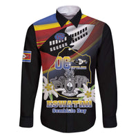 Personalized Eswatini Independece Day Family Matching Off The Shoulder Long Sleeve Dress and Hawaiian Shirt Coat Of Arms With Map - Wonder Print Shop