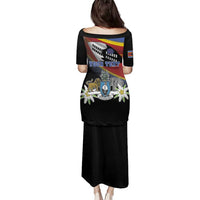 Personalized Eswatini Independece Day Family Matching Puletasi and Hawaiian Shirt Coat Of Arms With Map - Wonder Print Shop