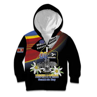 Personalized Eswatini Independece Day Kid Hoodie Coat Of Arms With Map - Wonder Print Shop