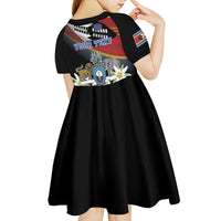 Personalized Eswatini Independece Day Kid Short Sleeve Dress Coat Of Arms With Map - Wonder Print Shop