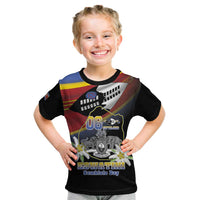 Personalized Eswatini Independece Day Kid T Shirt Coat Of Arms With Map - Wonder Print Shop