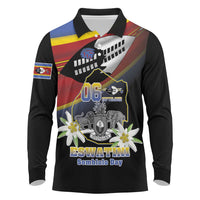 Personalized Eswatini Independece Day Long Sleeve Polo Shirt Coat Of Arms With Map - Wonder Print Shop