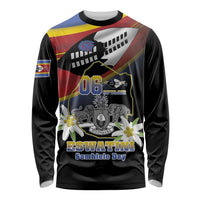 Personalized Eswatini Independece Day Long Sleeve Shirt Coat Of Arms With Map - Wonder Print Shop