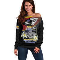 Personalized Eswatini Independece Day Off Shoulder Sweater Coat Of Arms With Map - Wonder Print Shop