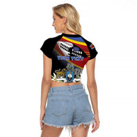 Personalized Eswatini Independece Day Raglan Cropped T Shirt Coat Of Arms With Map - Wonder Print Shop