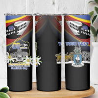 Personalized Eswatini Independece Day Skinny Tumbler Coat Of Arms With Map - Wonder Print Shop