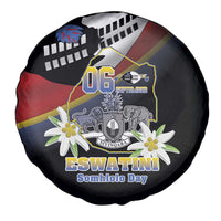 Eswatini Independece Day Spare Tire Cover Coat Of Arms With Map - Wonder Print Shop