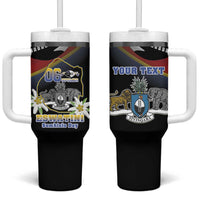 Personalized Eswatini Independece Day Tumbler With Handle Coat Of Arms With Map - Wonder Print Shop