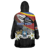 Personalized Eswatini Independece Day Wearable Blanket Hoodie Coat Of Arms With Map - Wonder Print Shop
