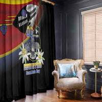 Eswatini Independece Day Window Curtain Coat Of Arms With Map - Wonder Print Shop