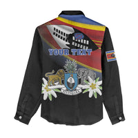 Personalized Eswatini Independece Day Women Casual Shirt Coat Of Arms With Map - Wonder Print Shop