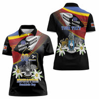 Personalized Eswatini Independece Day Women Polo Shirt Coat Of Arms With Map - Wonder Print Shop