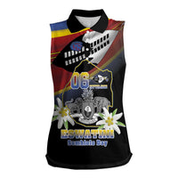 Personalized Eswatini Independece Day Women Sleeveless Polo Shirt Coat Of Arms With Map - Wonder Print Shop