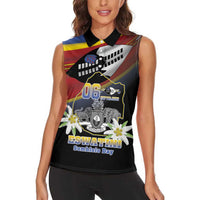 Personalized Eswatini Independece Day Women Sleeveless Polo Shirt Coat Of Arms With Map - Wonder Print Shop