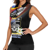 Personalized Eswatini Independece Day Women Sleeveless Polo Shirt Coat Of Arms With Map - Wonder Print Shop
