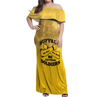 Personalized African American Buffalo Soldier Off Shoulder Maxi Dress We Can We Will - Yellow - Wonder Print Shop
