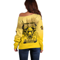 Personalized African American Buffalo Soldier Off Shoulder Sweater We Can We Will - Yellow - Wonder Print Shop
